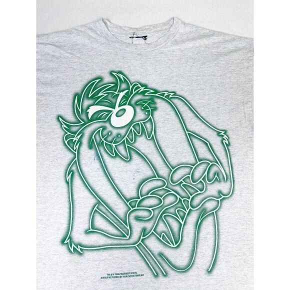 Vintage 1996 Taz T-Shirt Grey Large Long Sleeve Looney Tunes Cartoon 90s - Picture 1 of 11